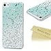 iPod 6 Glitter Case,iPod Touch 6th Generation Case - Mavis's Diary 3D Handmade Bling Crystal Shiny Rhinestone Diamonds Fashion Floral Green Gradient Pattern Clear Hard PC Cover for Girls