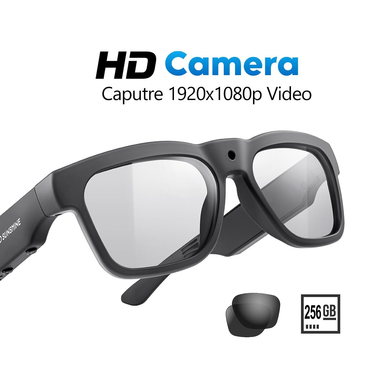 OhO Smart Glasses with Full HD Camera & Open Ear Bluetooth Speaker Headphone,Built in Memory,for Men Women