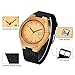 CUCOL Wooden Watches For Men Casual Black Cowhide Leather Strap Wood Watch With Box (date(black))