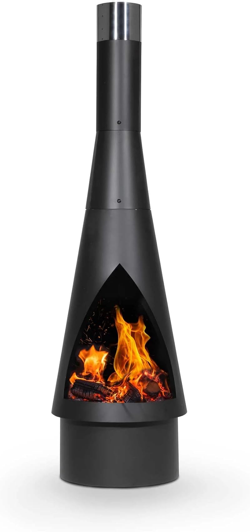 Dellonda Conical Chiminea Black Steel Outdoor Fireplace H127cm DG109