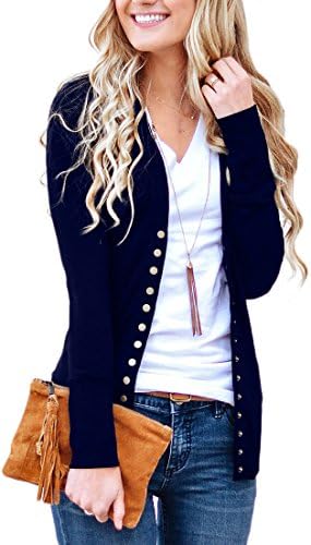 Women's V-Neck Button Down Knitwear Long Sleeve Soft Basic Knit Cardigan Sweater