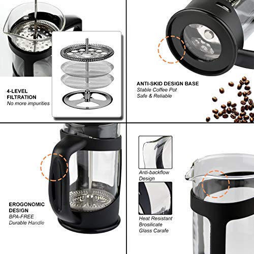 Topcovos French Press Coffee Maker 12oz(350ml) Small French Press 4