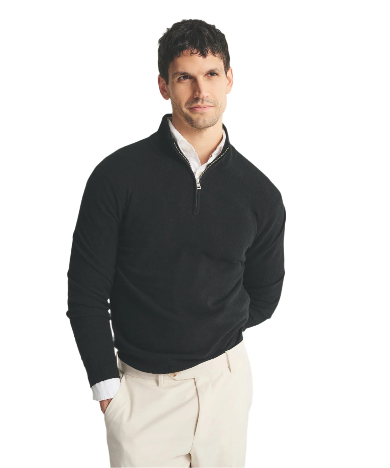 Photo 1 of NAADAM Mens Signature Cashmere Quarter Zip, Black,L
