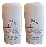 Organic Island Deodorant Original Formula, 2 Pack, Probiotic Deodorant Stick, Natural, Aluminum-Free, Unscented, Vegan (Two Sticks)