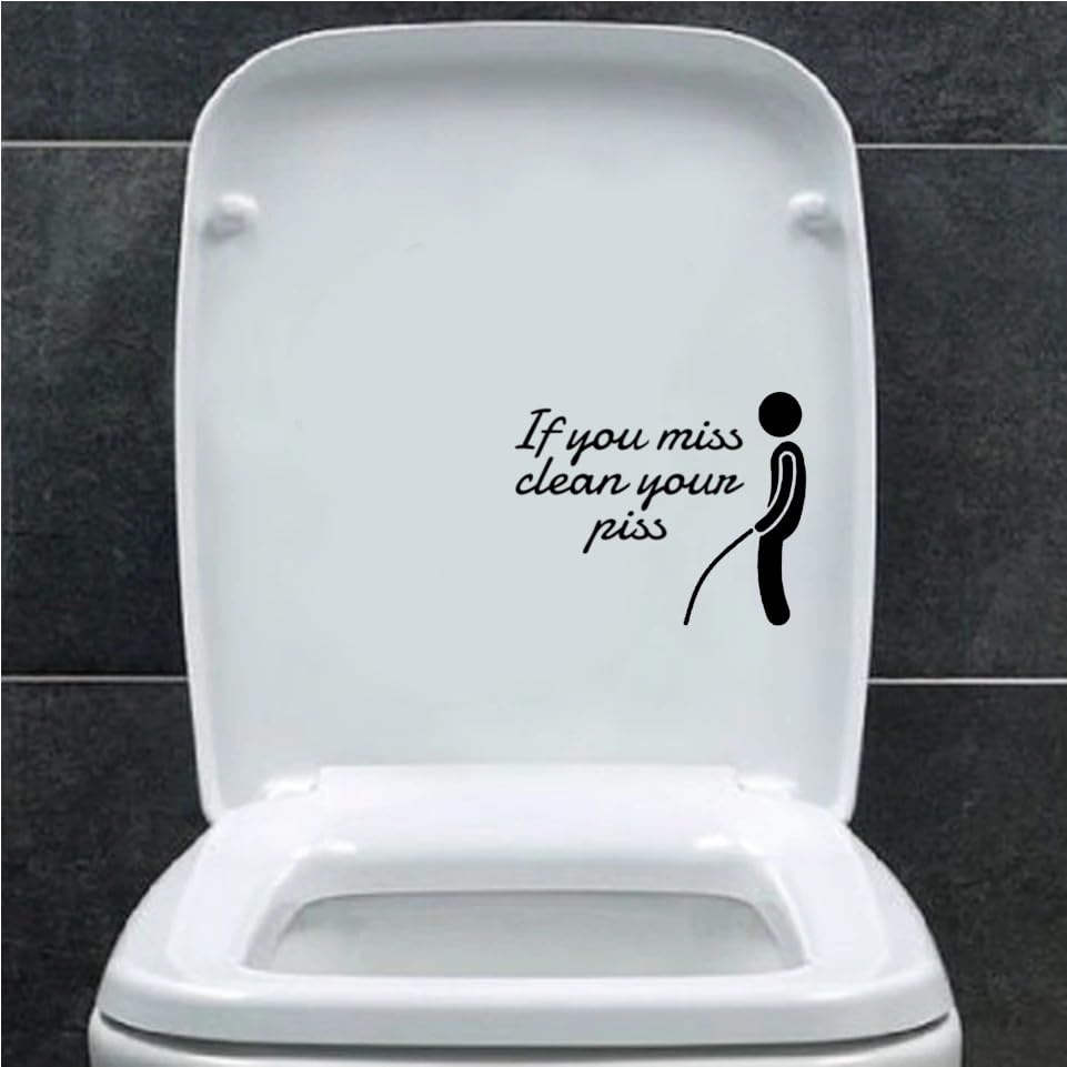 If You Miss Funny Toilet Seat Cute Sticker Waterproof Decal - Bathroom Décor Sign - Adult Potty Training - Funny Gifts(Black (3 Pack))