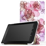 MoKo Case for Fire 2015 7 inch - Ultra Lightweight Slim-shell Stand Cover for Amazon Fire Tablet (7 inch Display - Previous 5th Generation, 2015 Release Only), Floral PURPLE