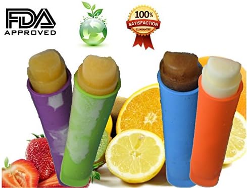Ice Pop Molds, Cool Frozen Dessert Maker - Set of 4 Lolly Conical Silicone Molds for small Family