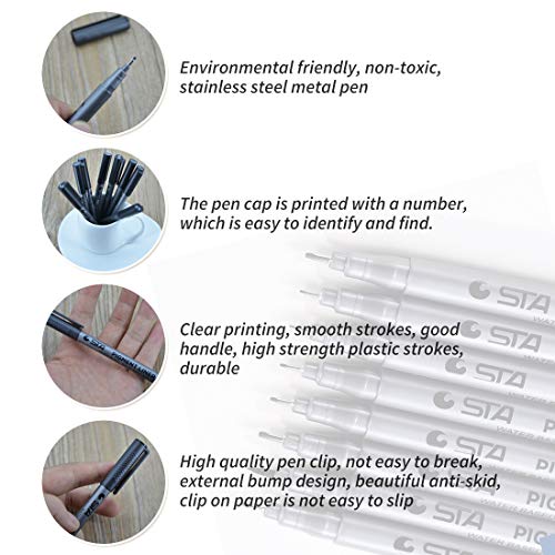 SAYEEC Fine-Liner Pens Sketching Pen Set of 10 Various Size Drawing Markers Pens Ink Pens Refills Multifunction Writing Note Waterproof Pens Black for Design Office Artist