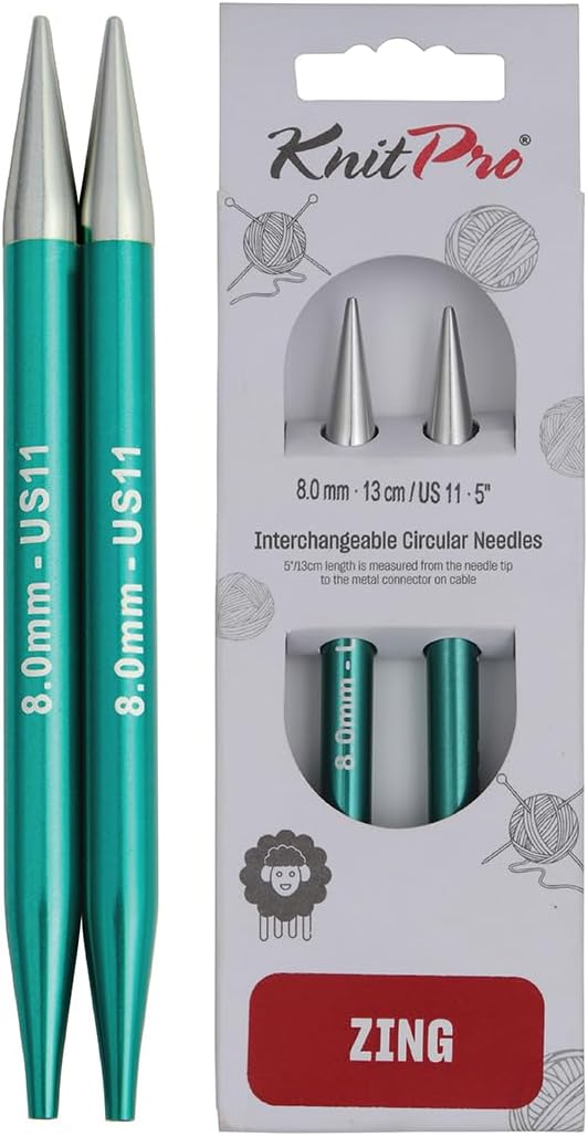 KnitPro Zing Interchangeable Circular Needles 5in 8.00mm