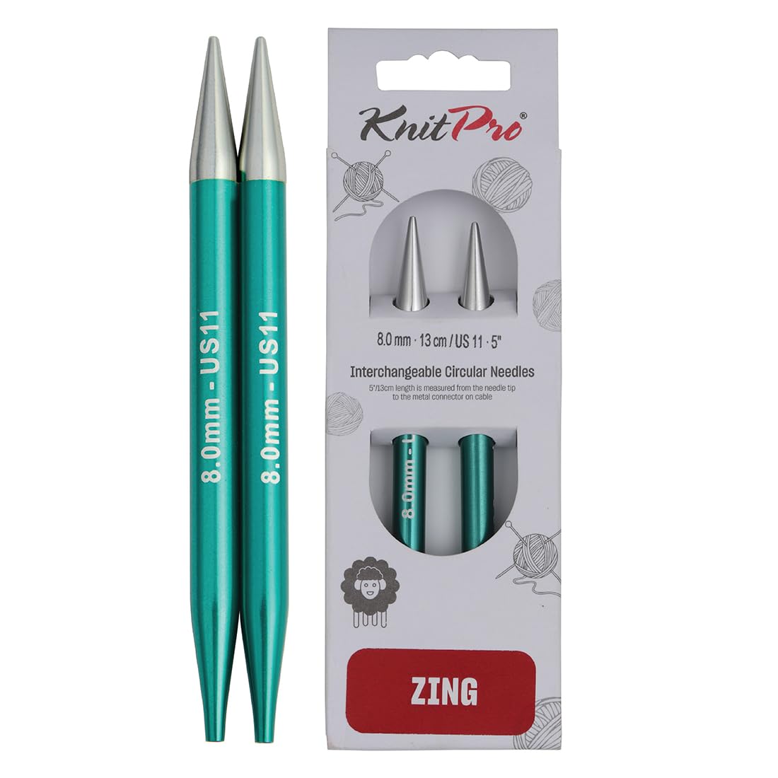 KnitPro Zing Interchangeable Circular Needles 5" (13cm) | 8.00mm — image 1