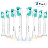 Replacement Brush Heads for Philips Sonicare Rechargeable Electric Toothbrush, 8 Pack, Fits Plaque Control, Gum Health, DiamondClean, FlexCare, HealthyWhite and Sonic Snap-On Brush Handles by Bestrice