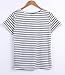 Women's Round Neck Black and White Striped Short Sleeve Shirt Top