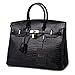 Jonon Women's Lizard Embossed Patent Leather Padlock Top Handle Handbag Ladies Briefcase