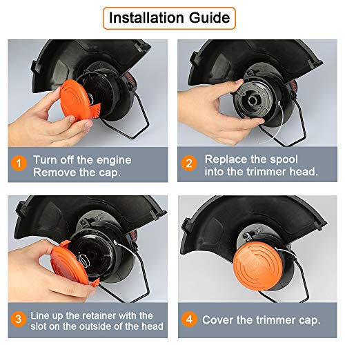 vicrays String Trimmer Spool Replacement for Black and Decker,AF-100 Weed Eater Spools with 30 Feet of .065-Inch Line, GH600 GH900 Edger with RC-100-P Spool Cap Covers (6 Spools, 1 Cap,1 Spring)