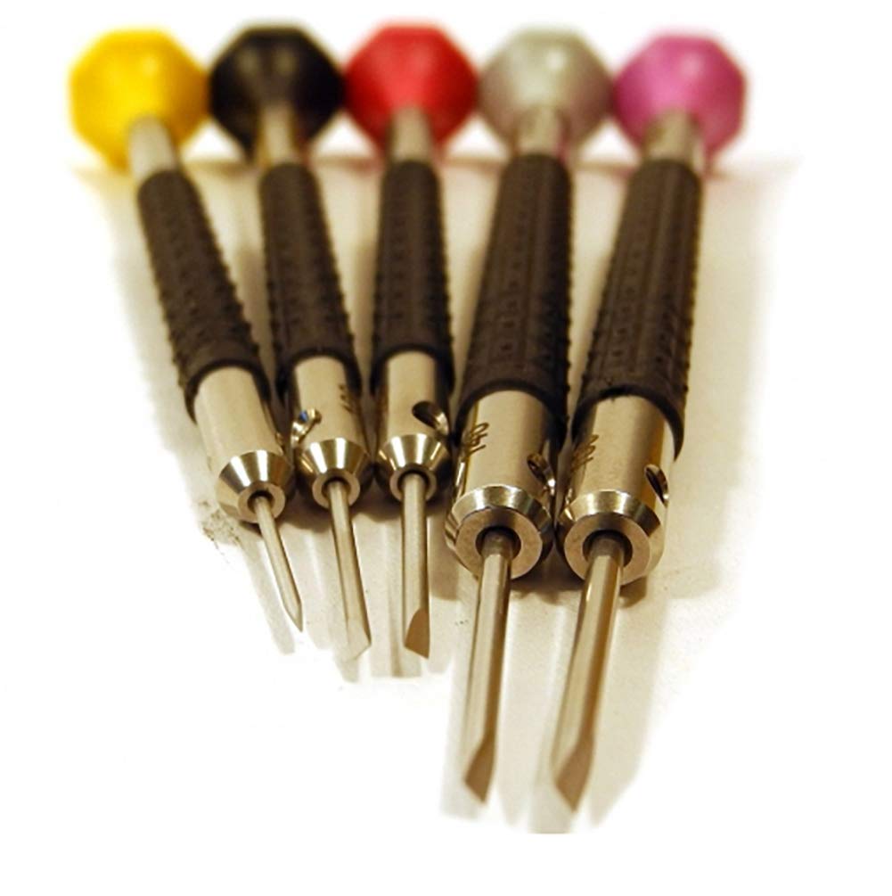 Bergeon Screwdriver Set 6899-P05 0.80 to 1.6 mm Delrin Plastic and Stainless Steel Ergonomic Screwdriver Set in Plastic Bag