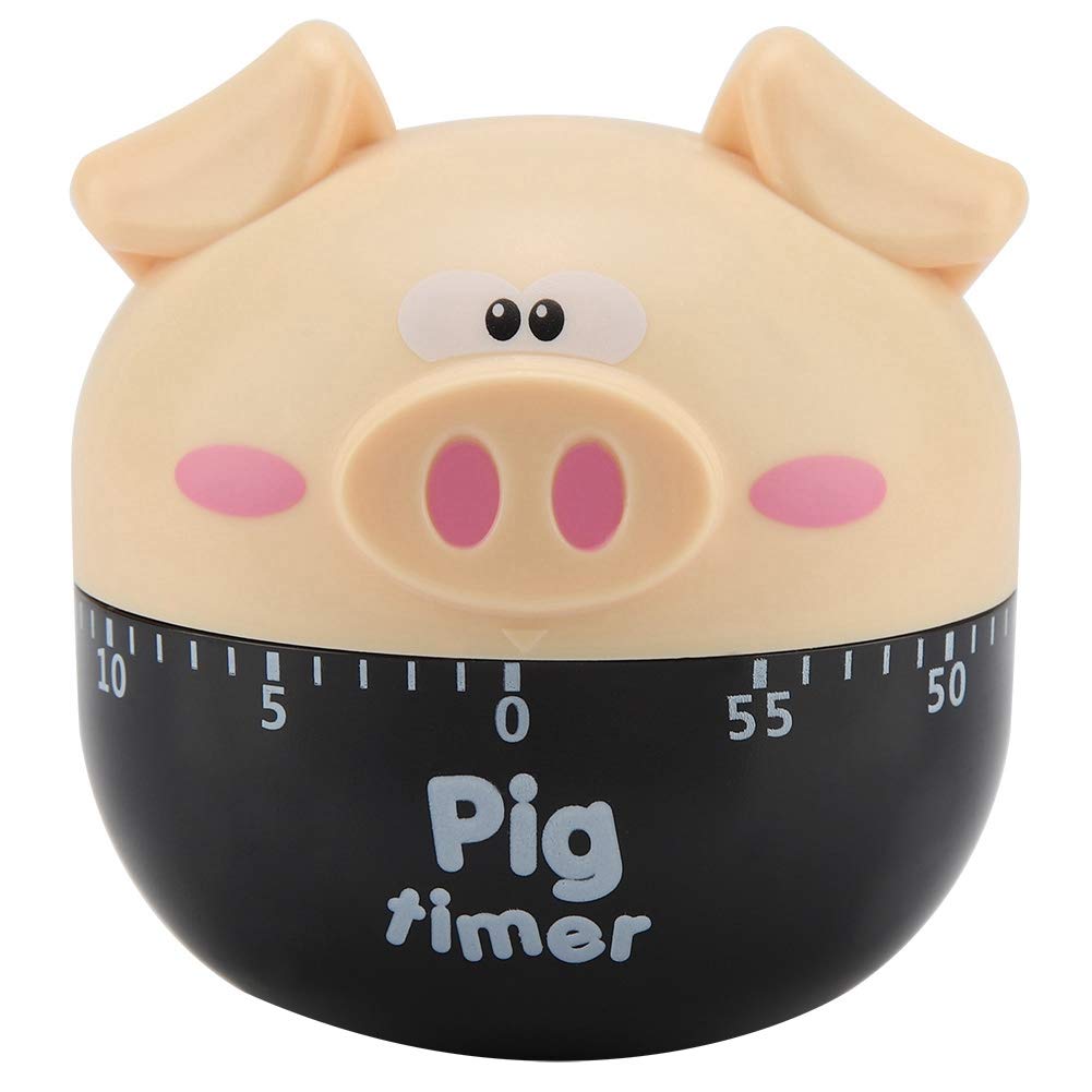 TOPINCN Kitchen Timer, Cute Cartoon Pig Cooking Timer Cooking Mechanical Study Timer Gym Timer Home Decor Counters Novelty Gadget for Cooking Timing Tool (Khaki)
