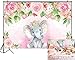 Funnytree 7x5ft Pink Floral Elephant Party Backdrop Flowers Girl Baby Shower Birthday Photography Background Photobooth Banner Cake Table Decorations