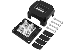 Startbuymore Power Distribution Block Bus Bar 400A With Red & Black M10 Studs Marine Bus Bar, Battery Busbar Terminal Block F