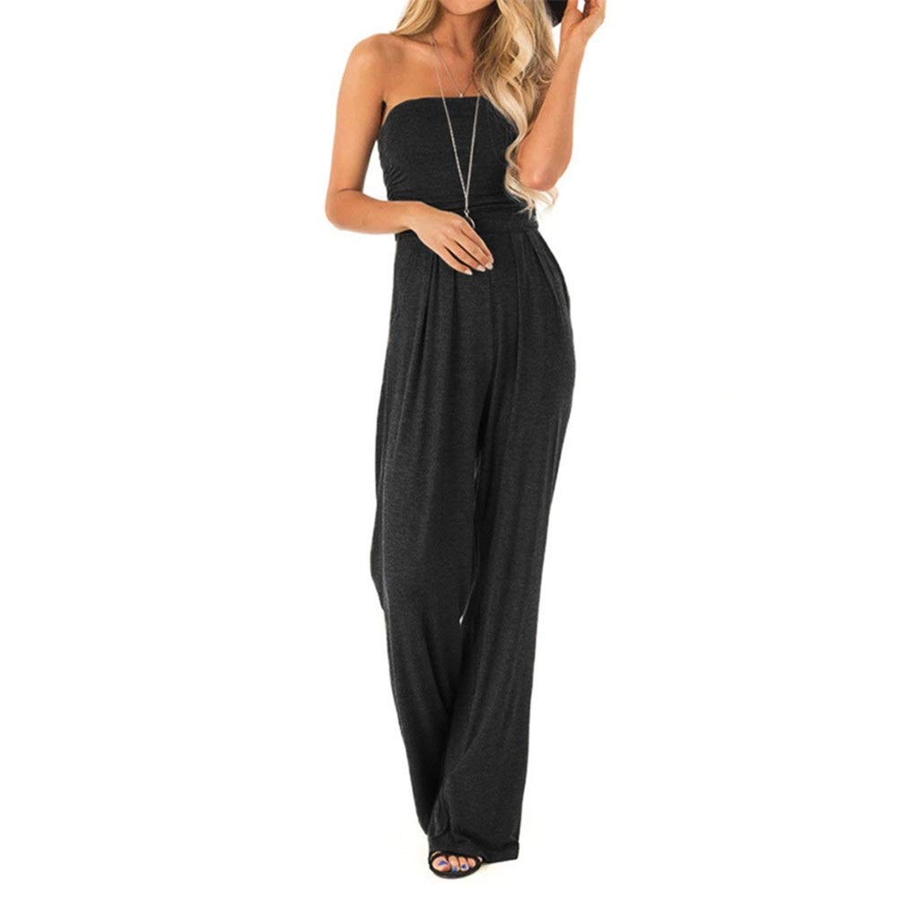ruched strapless jumpsuit
