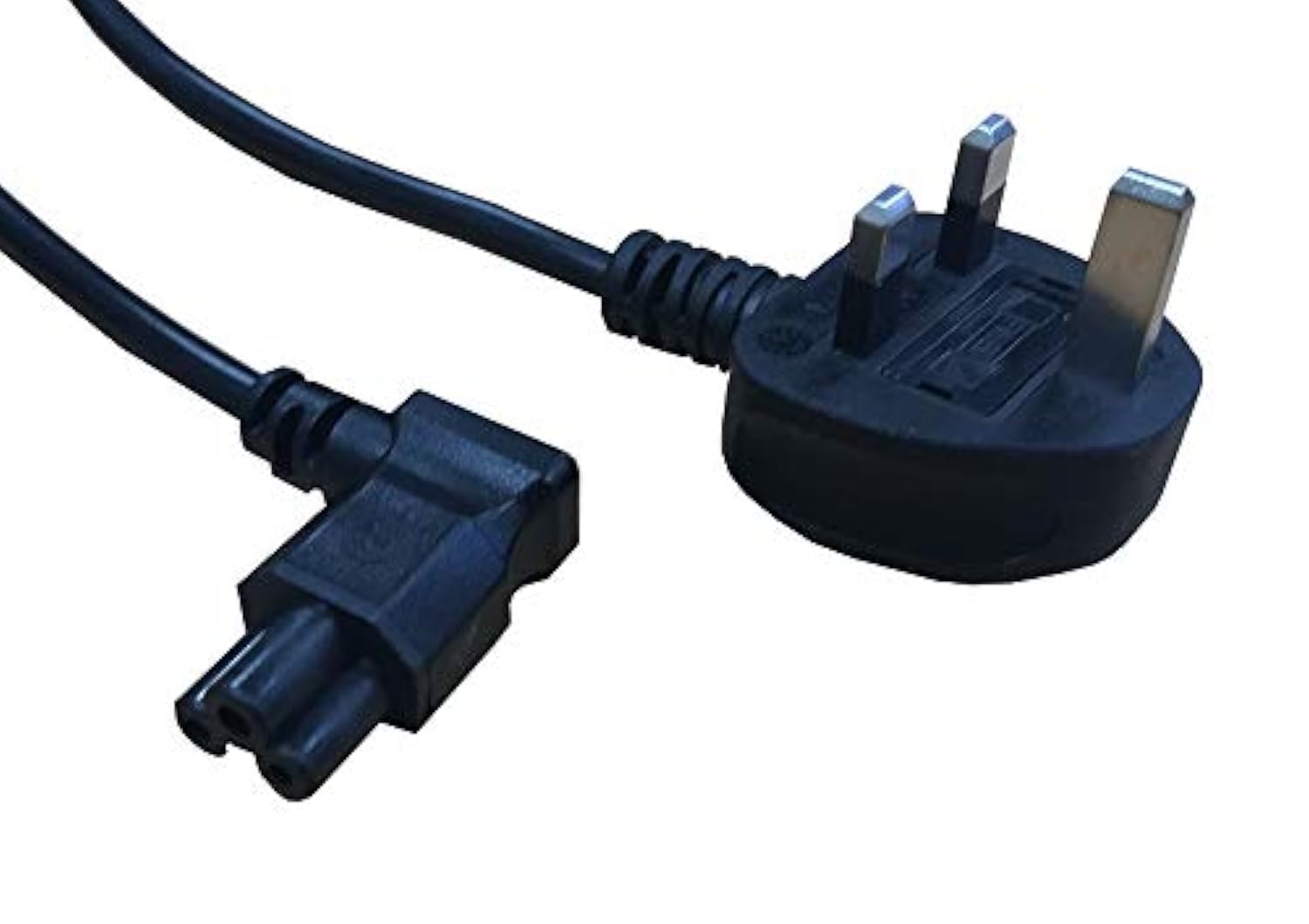electrosmart 5m Black C5 Clover Cloverleaf 90 Degree Angled Mains Cable Lead to UK Plug