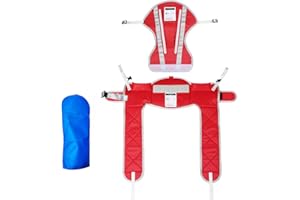 EZ Assistive Patient Lift Sling with Thick Pads for Patient Lift,Shower,Toilet - Includes Waist Belt with Buckle - Head Support Option Available (Red, Large,with Head Support,with 1pc Slide Glove)