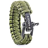 STEVE G Professional Survival Paracord Bracelet Black Plated Stainless Steel D Shackle Adjustable Size Fits 7 to 8 Inch Wrists Best Gift