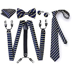 MFCHY Blue Gold Men's Bow Tie Set Bow Tie