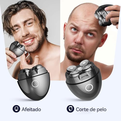Afeitadora Cabeza Hombre, Maquina Afeitar Cabeza Magnético 5D Cabezales Flotantes Afeitadora Cabeza Uso Seco y Húmedo IPX7 Impermeable 120 Mins de Uso Usb-C Recargable