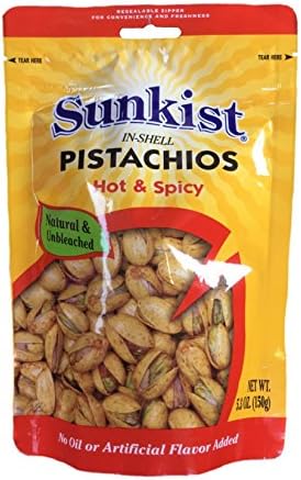 Pungpond Sunkist Pistachios Hot &amp; Spicy,delicious Snack,ready to Eat, Net. Wt. 5.3 Oz. X 3 Packs