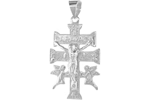 SABRINA SILVER 1 1/4 inch Sterling Silver Caravaca Cross Pendant for Men and Women High Polished