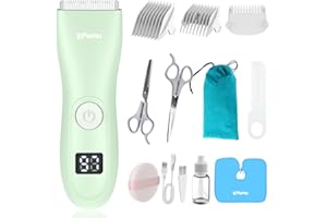 zuxify Baby Hair Clippers, Quiet Professional Hair Clippers for Kids, Hair Cutting Kits with LCD Display, Safe Ceramic Blades, Waterproof Rechargeable Trimmer for Autism Children and Infants