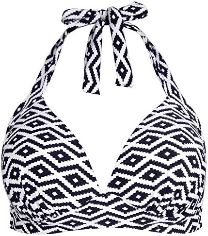 Balasami Women's Retro 50s Plaid Pattern Polka Dot Halter Molded Soft Pads Vintage Bikini Swimsuits Tops