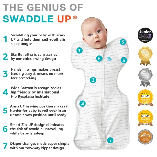 Love to Dream Swaddle UP Self-Soothing Sleep Sack 13-19 lbs, Dramatically Better Sleep, Snug Fit Calms Startle Reflex, 1.0 TOG, Blue, Medium