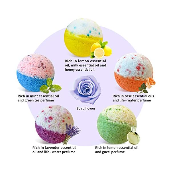 5+1 Bath Bombs Gift Set, 100% Handmade Pure Essential Oil Bath Bombs, Fizzy Spa for Moisturing Skin, Best Gift Choice…