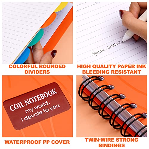 5 Subject Notebook with Dividers Tabs Spiral Notebooks for Work Wide