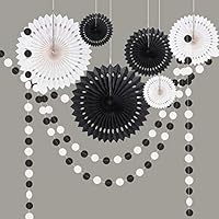 Black and White Decoration Kit for Halloween Party Circle Dots Garland Hanging Décor/Streamer/Banner Backdrop Party Supplies for Kids Room Showcase Halloween Decor