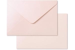 PONATIA 50 PCS/Pack A7 Envelopes, 5.25 x 7.5'' Shiny Blush Pink Envelopes, Perfect For 5 x 7'' Wedding Invitation Cards, Graduation Invite, Acrylic Invitations, Photos