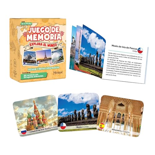 Menique. Juego de Memoria - Explora el Mundo. Hermosas fotografías de 50 países Diferentes.