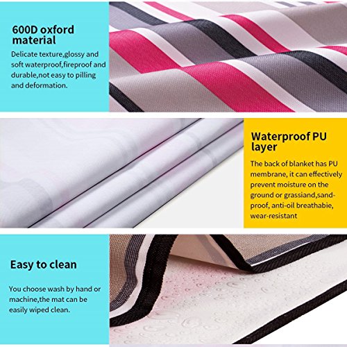 chuanyuekeji Outdoor & Picnic Blanket Extra Large but Portable Sand Proof and Waterproof Foldable Beach Mat for Camping Hiking Festivals 80" 60“ Red