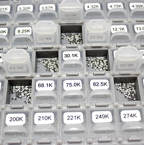 AideTek 0603 Size,Surface monnt Resistor SMD SMT 144 Values, 100pc/value 1% Sample Resistor Kit Distributed in Box-All Enclosure E96 Serial 0ohm to 1mohm Designer Kit  Free Tweezers - Thumbnail 3