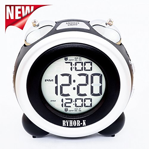 Alarm Clock for Home - Bedside Digital Clock for Kids - Dual Snooze Loud Alarm Clock for Heavy Sleepers - Easy to Set Time Date LCD Travel Battery Clock Black - Simple Electronic Desk Clock Bedroom
