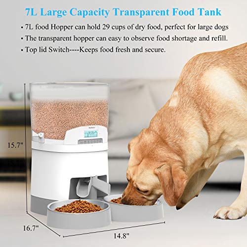 WellToBe 7L Automatic Cat Feeder for Two Animals,Pet Feeder Dog Food