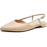 DREAM PAIRS Slingback Flats for Women, Pointed-Toe Elegant Women's Ballet Flats with Buckle Strap, Classic Low Heel Dress Shoes for Casual Work Office Party