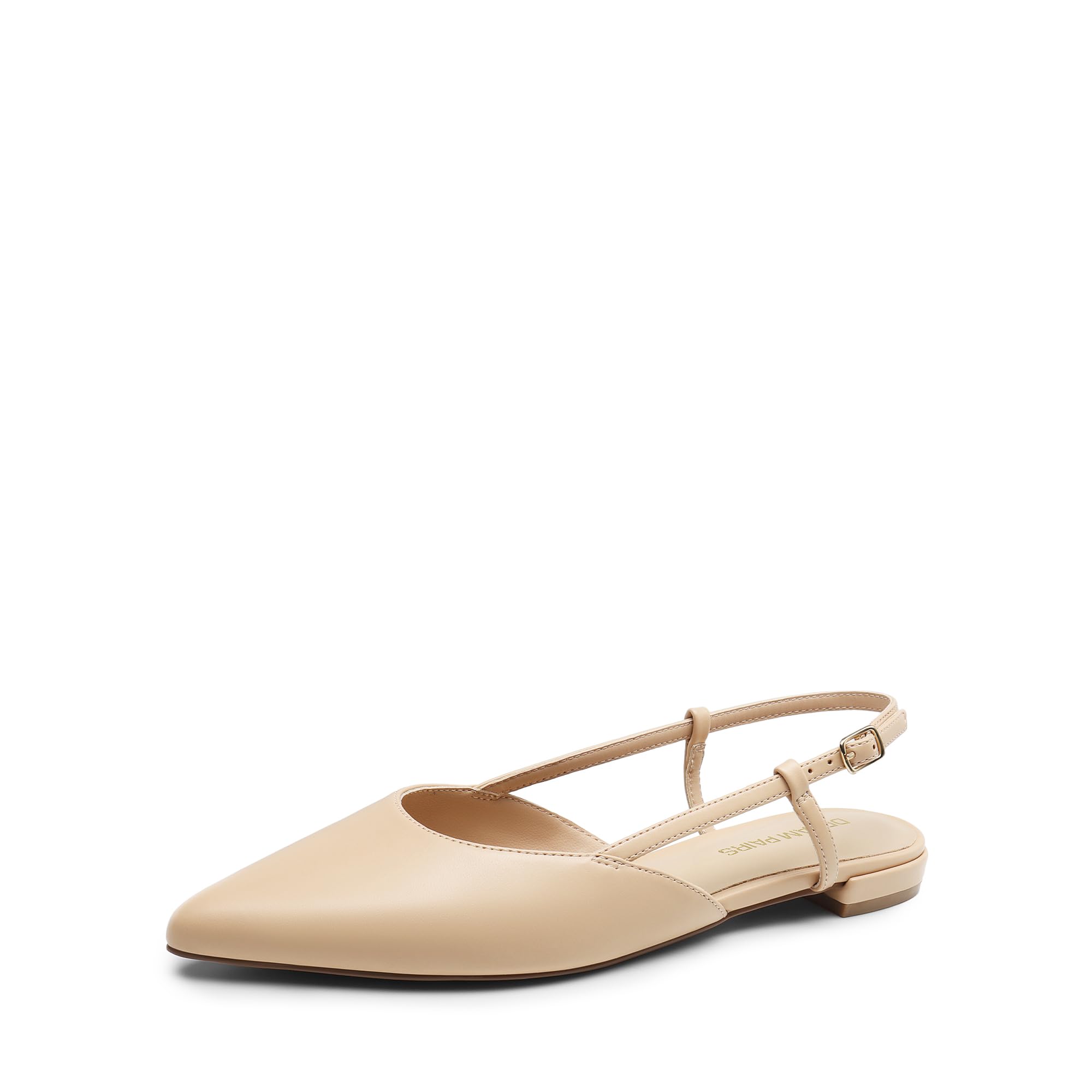 Photo 1 of DREAM PAIRS Slingback Flats for Women, Pointed-Toe Elegant Women's Ballet Flats with Buckle Strap, Classic Low Heel Dress Shoes for Casual Work Office Party,Size 8.5,Nude-Pu,DWUMFA2504