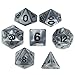 Wiz Dice Quicksilver Set of 7 Polyhedral Dice, Pearlescent Mercury Silver RPG Dice with Clear Display Box