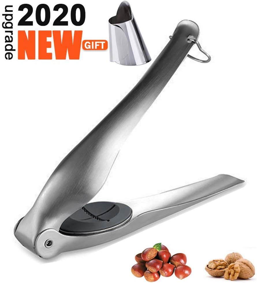Multifunctional Nut Cracker Tool,304 Stainless Steel Nut Cracker Set with Adjustable Nail Protective Ring for All Nuts,Quick Nut Cracker Sheller Walnut Pliers Metal Nut Opener