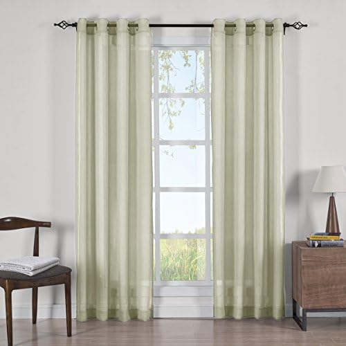 Set of 2 Panels 100" Wx108 L - Solid Spring Green- Abri Grommet Crushed Sheer Curtain Panels, 50-Inch by 108-Inch Each Panel. Package Contains Set of 2 Panels 108 inch Long