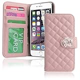 iPhone 6 Case, Wallet Case for iPhone 6 4.7 - ULAK Flower Design Synthetic Leather Card Holder Magnetic Flip Stand Case for iPhone 6 4.7 inch (Pink)