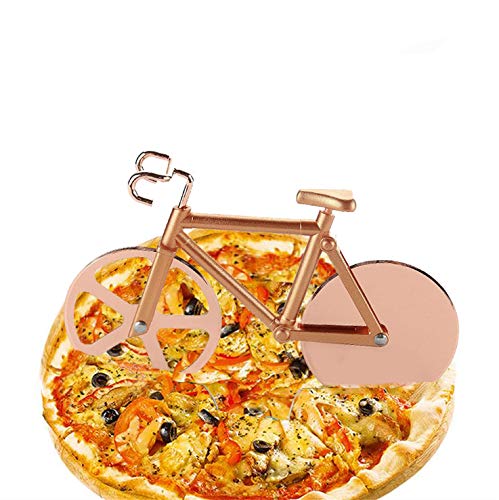pizzasnijder, fiets pizzasnijder, dubbele wiel, super scherpe messen snijder - roestvrij staal, goud - Afbeelding 4