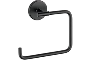 Delta Trinsic (1-Pack) Hand Towel Holder Matte Black Towel Racks for Bathroom Wall Square Towel Ring Holder for Bath Towel Hanger for Kitchen, Bathroom Accessories 759460-BL